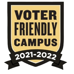 Badge showing UW-Superior's voting friendly campus distinction for 2021-2022
