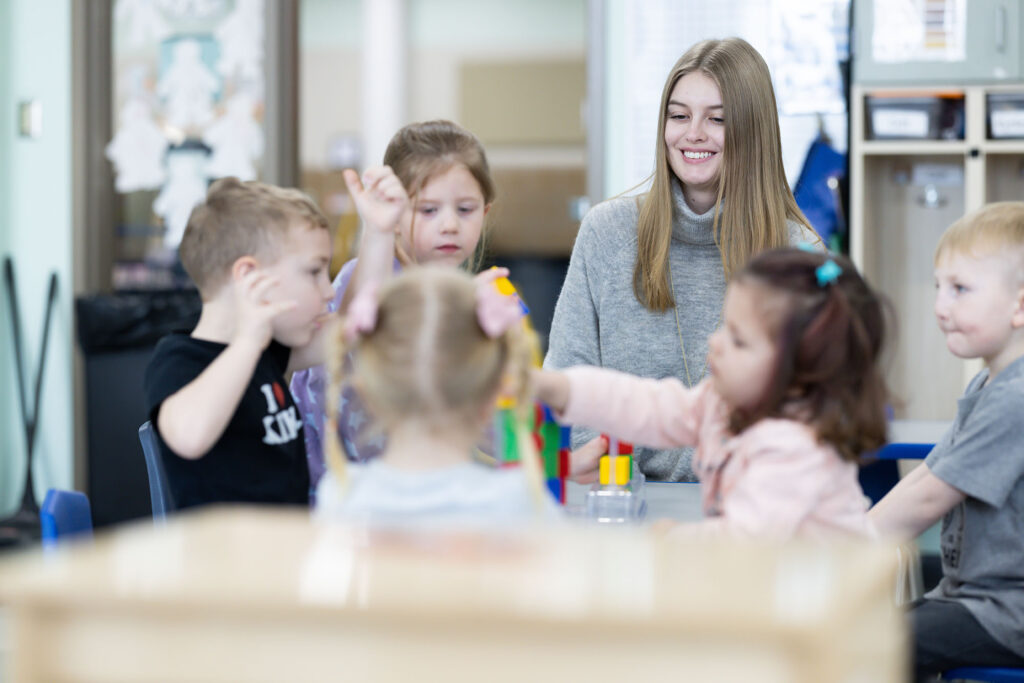 Teacher and students