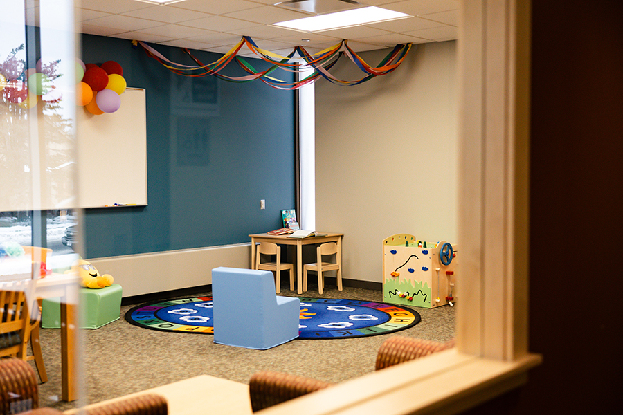 The University of Wisconsin-Superior's Jim Dan Hill Library is proud to announce the grand opening of a dedicated Family Study Room. This space is designed to cater specifically to the needs of students who care for small children, providing a supportive and inclusive environment for their academic pursuits.