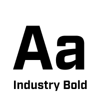 Black letters Aa in a bold, sans-serif font appear above the words Industry Bold on a white background, showcasing the Industry Bold typeface as featured in the UW-Superior Media Toolkit.