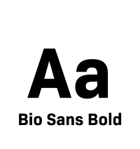 Black text displays the letters “Aa” in large font above the words “Bio Sans Bold” in a smaller font, all centered on a white background, as featured in the UW-Superior Media Toolkit.