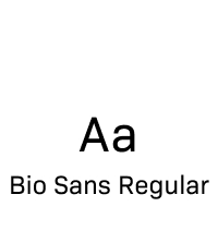 Black text on a white background shows the letters Aa in large font above the words Bio Sans Regular in smaller letters, demonstrating the Bio Sans Regular typeface featured in the UW-Superior Media Toolkit.