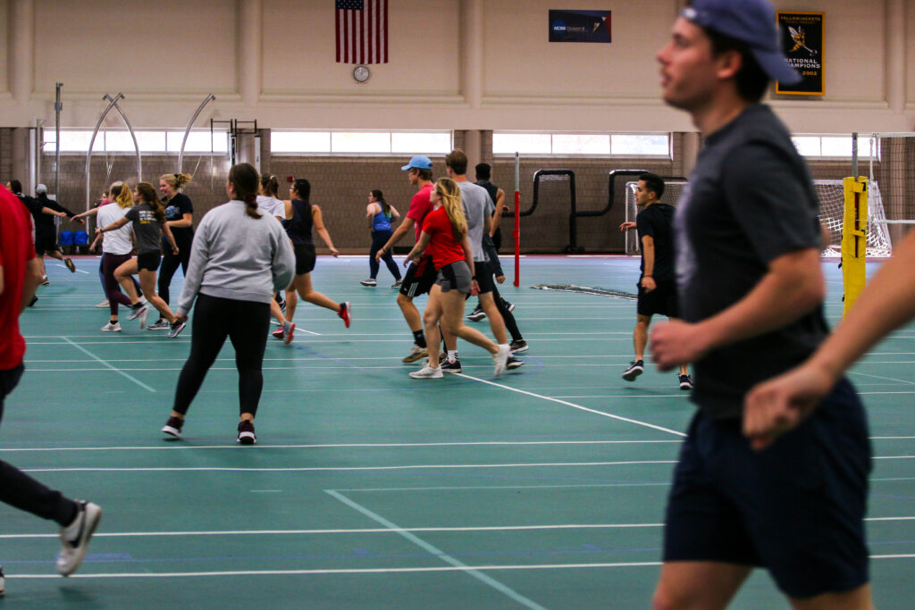 Students playing in the field house