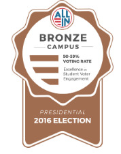 Badge of UW-Superior's bronze campus distinction for the 2016 presidential election.