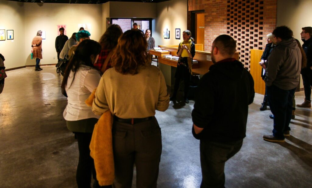 Patrons touring the Kruk Gallery exhibits