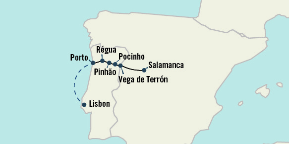A map of where the Lisbon-Porto Cruise will go