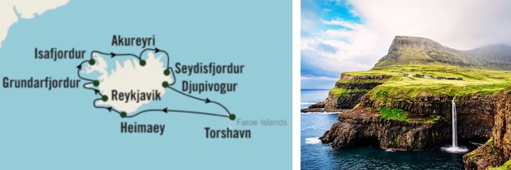 Map of Icelandic cruise