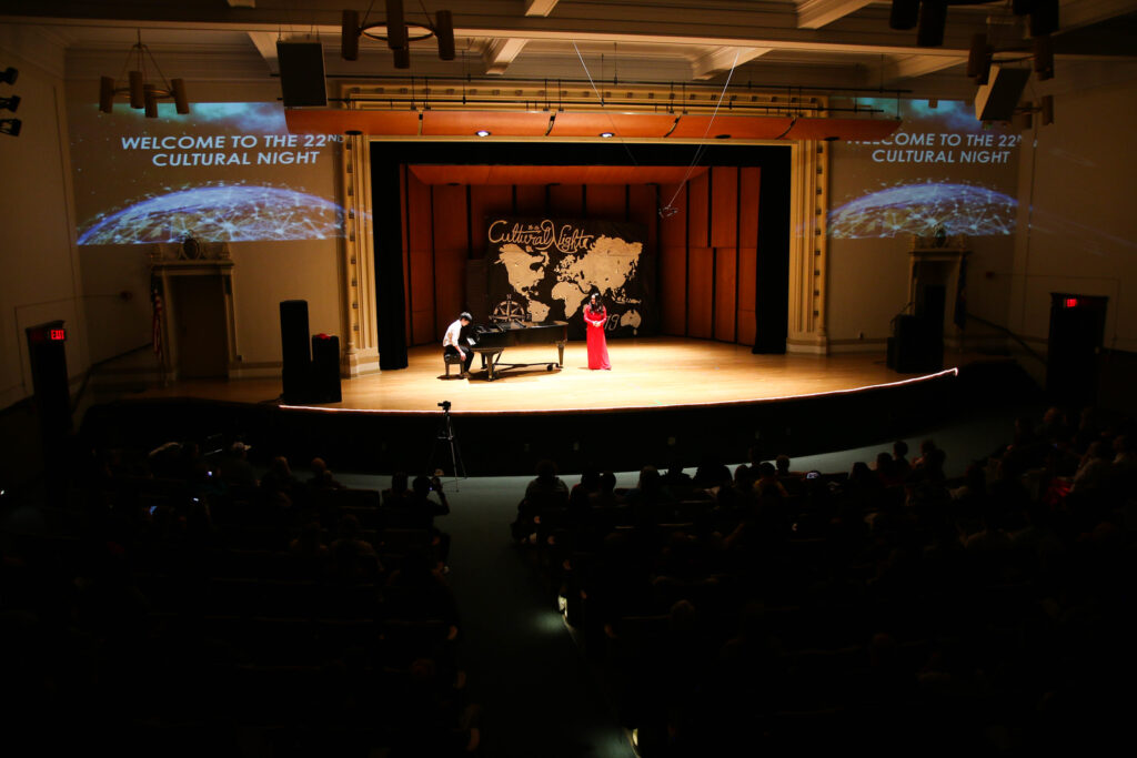 Student performing in Thorpe Langley Auditorium