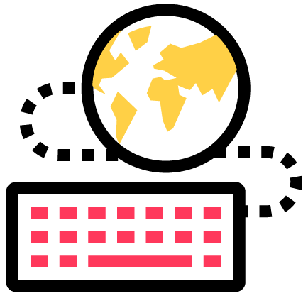 World connected to a keyboard