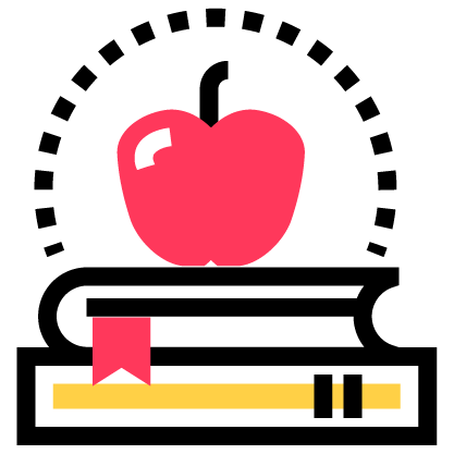 Books with apple on top