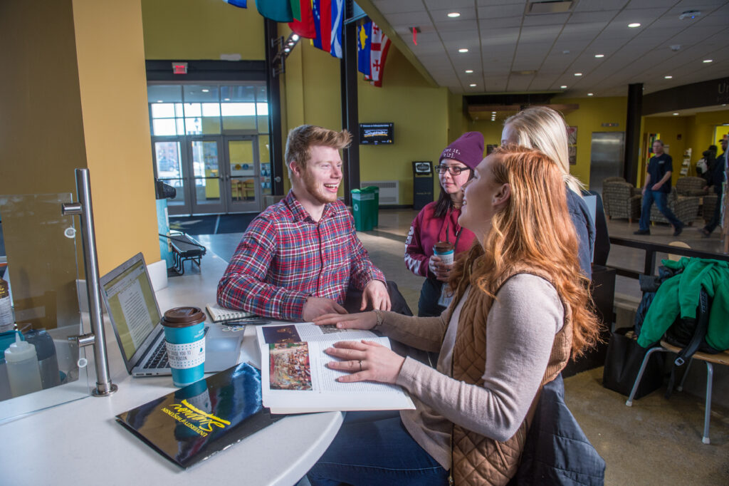 Students socializing in the Yellowjacket Union