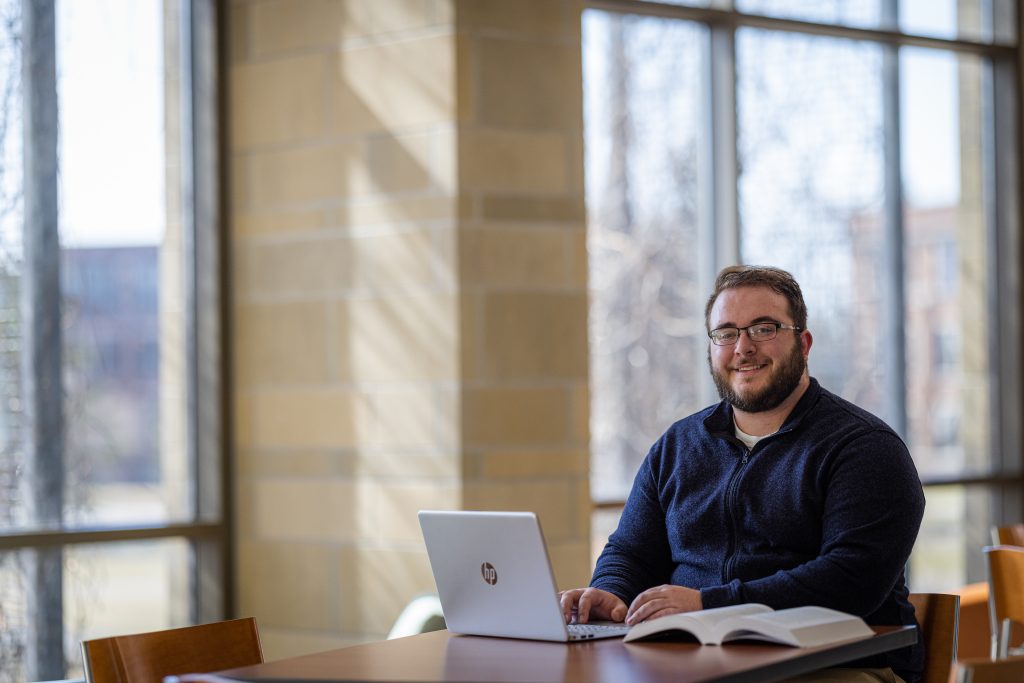 Nontraditional student working on laptop