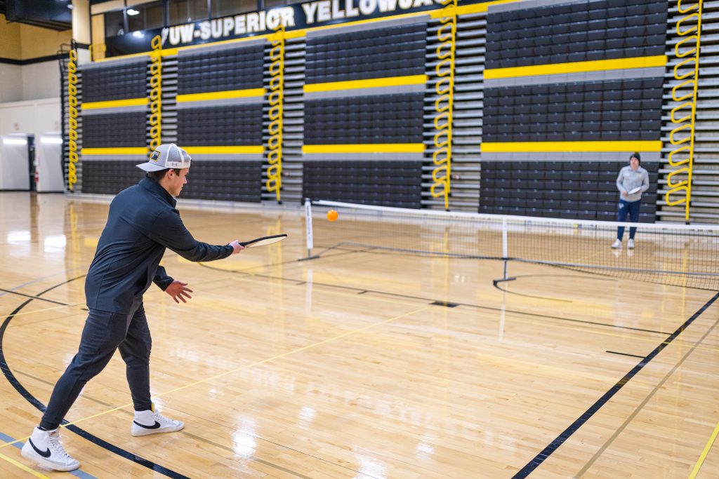 UW-Superior students playing pickleball