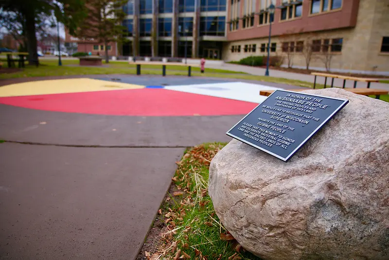 Boulder dedication to the Anishinaabe People.