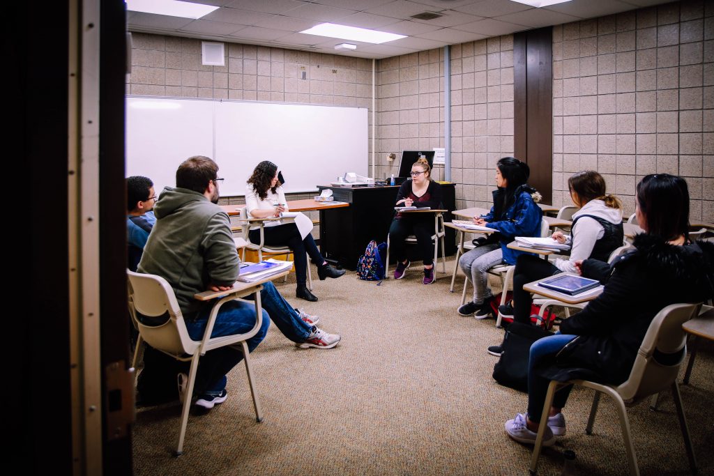 UW-Superior students in a communications class