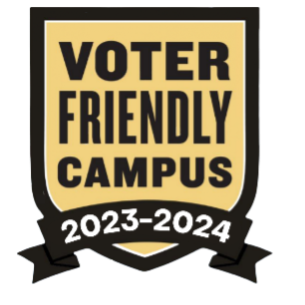 Badge showing UW-Superior's voting friendly campus distinction for 2023-2024