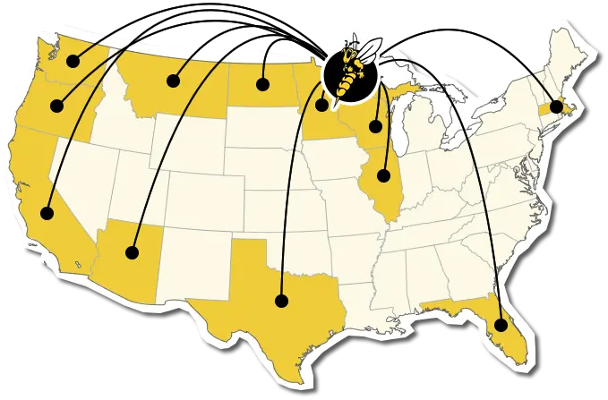 UW-Superior map of all the states students come from in the US.